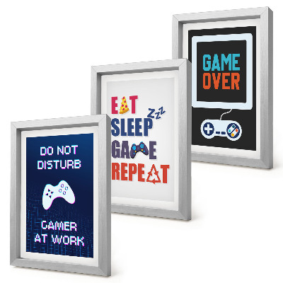 Lot de 3 tableaux Sous-titres de jeux vidéo liés au divertissement