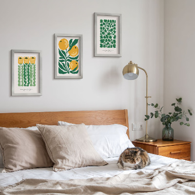 Ensemble de 3 tableaux Affiches à motifs végétaux avec fleurs et feuilles