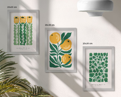 Ensemble de 3 tableaux Affiches à motifs végétaux avec fleurs et feuilles