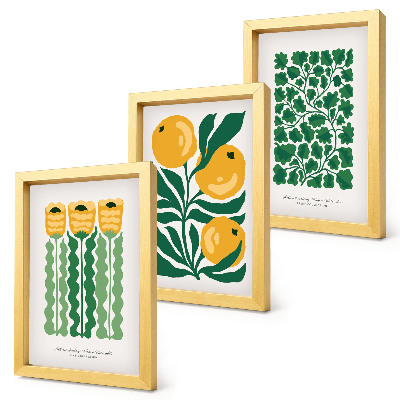 Ensemble de 3 tableaux Affiches à motifs végétaux avec fleurs et feuilles