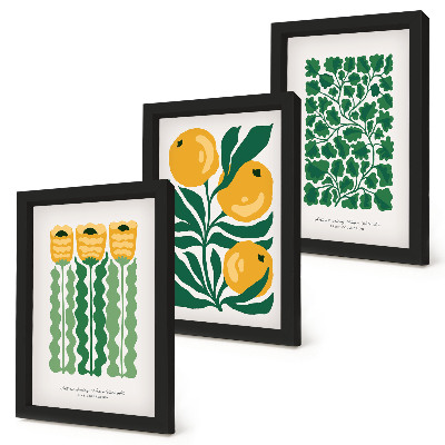 Ensemble de 3 tableaux Affiches à motifs végétaux avec fleurs et feuilles