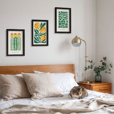 Ensemble de 3 tableaux Affiches à motifs végétaux avec fleurs et feuilles
