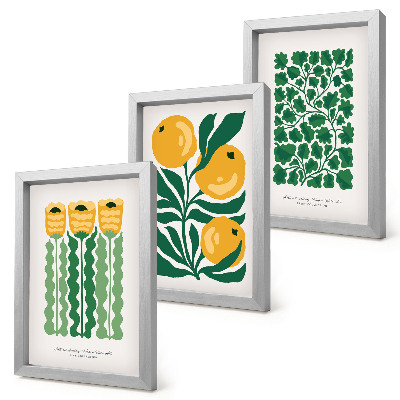 Ensemble de 3 tableaux Affiches à motifs végétaux avec fleurs et feuilles