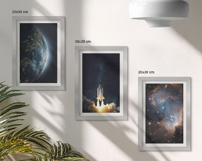 Mur de cadres Espace Terre fusée galaxie ciel étoiles