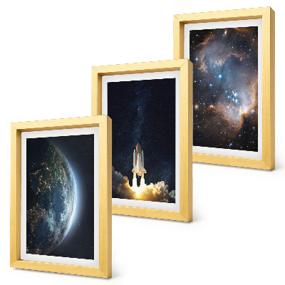 Mur de cadres Espace Terre fusée galaxie ciel étoiles