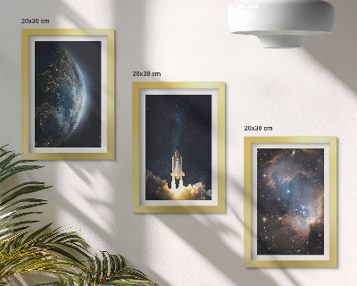 Mur de cadres Espace Terre fusée galaxie ciel étoiles