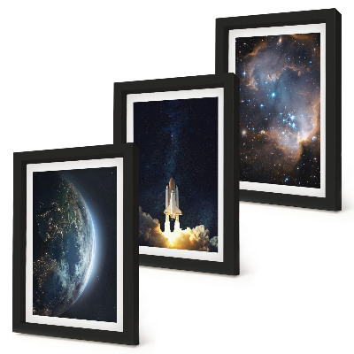 Mur de cadres Espace Terre fusée galaxie ciel étoiles