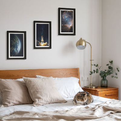 Mur de cadres Espace Terre fusée galaxie ciel étoiles