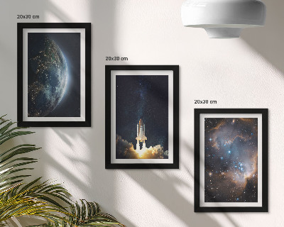 Mur de cadres Espace Terre fusée galaxie ciel étoiles