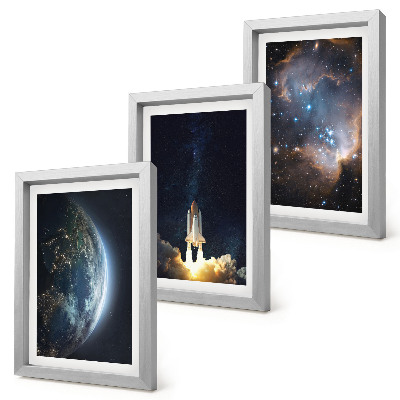 Mur de cadres Espace Terre fusée galaxie ciel étoiles