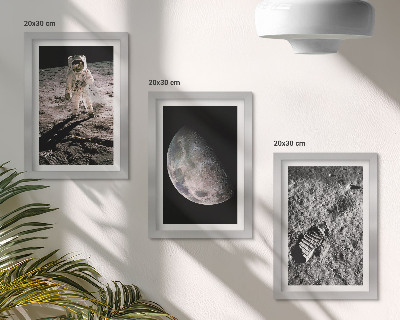Ensemble de 3 tableaux Photo d'empreinte de pas d'un astronaute sur la Lune