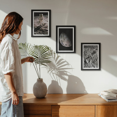 Ensemble de 3 tableaux Photo d'empreinte de pas d'un astronaute sur la Lune