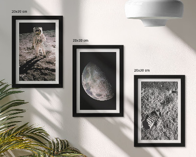 Ensemble de 3 tableaux Photo d'empreinte de pas d'un astronaute sur la Lune