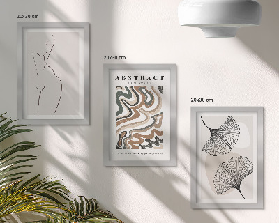 Lot de 3 tableaux Affiche abstraite de formes féminines et de feuilles style bohème