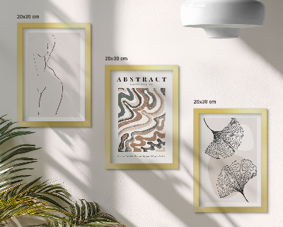 Lot de 3 tableaux Affiche abstraite de formes féminines et de feuilles style bohème