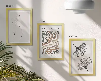 Lot de 3 affiches abstraites représentant des formes féminines et des feuilles style bohème