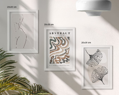 Lot de 3 tableaux Affiche abstraite de formes féminines et de feuilles style bohème