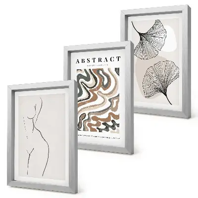 Lot de 3 affiches abstraites représentant des formes féminines et des feuilles style bohème