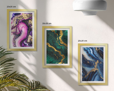 Ensemble de 3 tableaux Motifs abstraits dans les tons de rose, de vert et de bleu