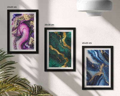 Ensemble de 3 tableaux Motifs abstraits dans les tons de rose, de vert et de bleu