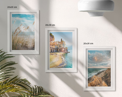 Lot de 3 tableaux Paysages côtiers avec plage, ville et falaises