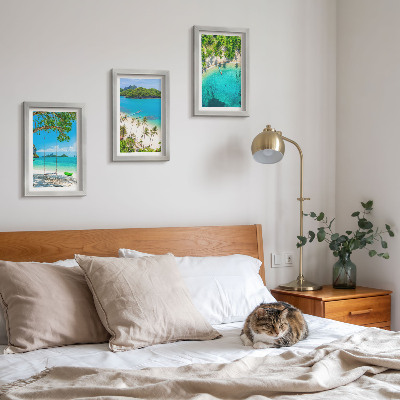 Lot de 3 tableaux Plages tropicales bordées de palmiers et d'eaux cristallines