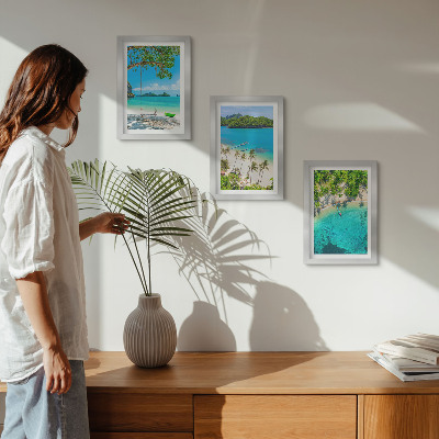 Lot de 3 tableaux Plages tropicales bordées de palmiers et d'eaux cristallines