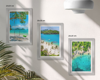 Lot de 3 tableaux Plages tropicales bordées de palmiers et d'eaux cristallines
