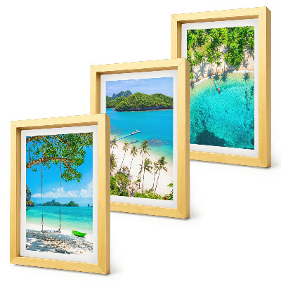 Lot de 3 tableaux Plages tropicales bordées de palmiers et d'eaux cristallines
