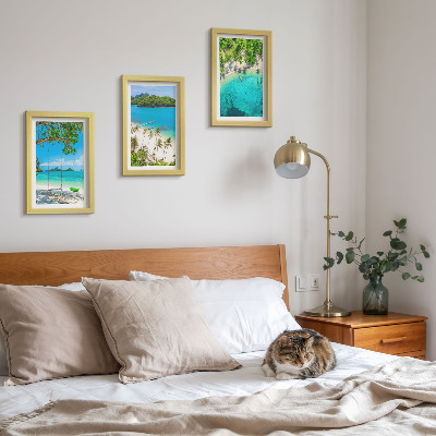 Lot de 3 tableaux Plages tropicales bordées de palmiers et d'eaux cristallines