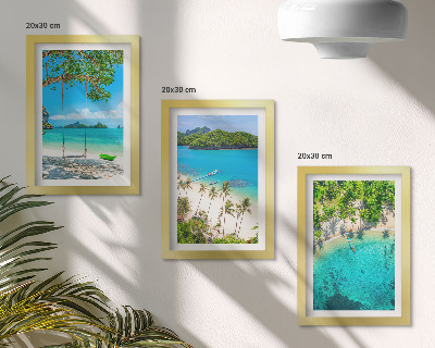 Lot de 3 tableaux Plages tropicales bordées de palmiers et d'eaux cristallines