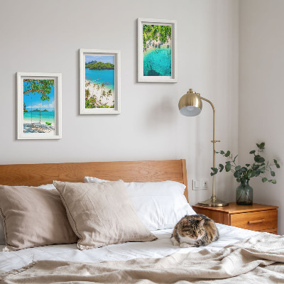 Lot de 3 tableaux Plages tropicales bordées de palmiers et d'eaux cristallines