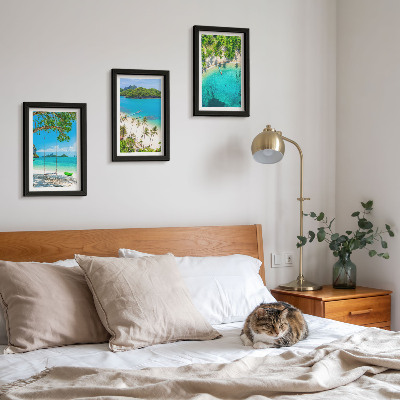 Lot de 3 tableaux Plages tropicales bordées de palmiers et d'eaux cristallines