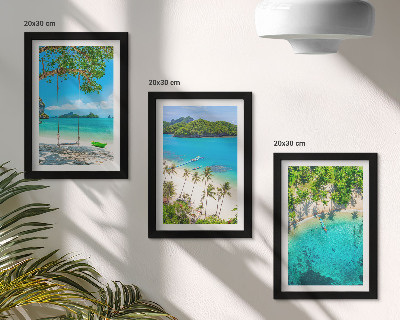 Lot de 3 tableaux Plages tropicales bordées de palmiers et d'eaux cristallines