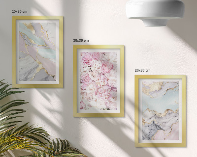 Mur de cadres Fleurs roses aux motifs marbrés et pastel