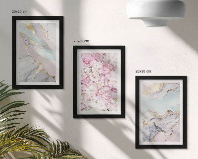 Mur de cadres Fleurs roses aux motifs marbrés et pastel