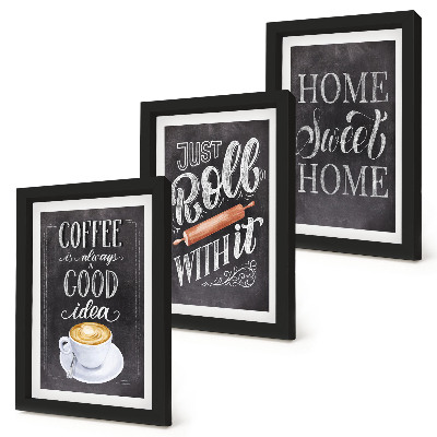 Ensemble de 3 tableaux Café, chaleur et confort du foyer