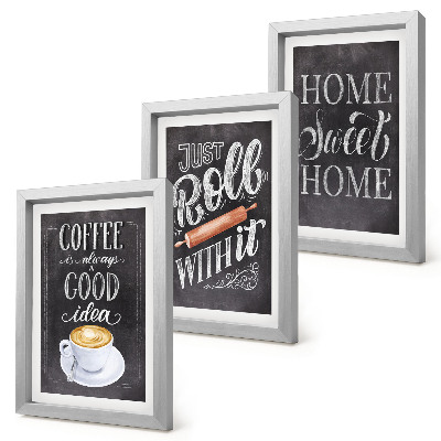Ensemble de 3 tableaux Café, chaleur et confort du foyer