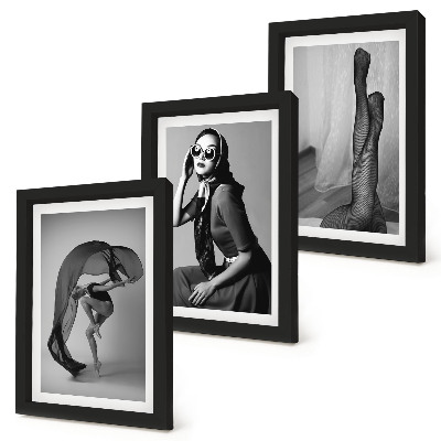 Mur de cadres Portraits élégants en noir et blanc de femmes dans des poses raffinées