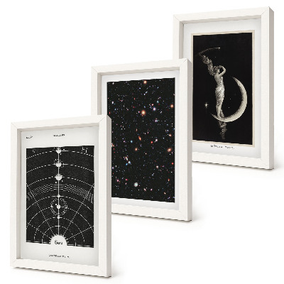 Lot de 3 tableaux Figure nocturne de galaxie du système solaire sur la lune