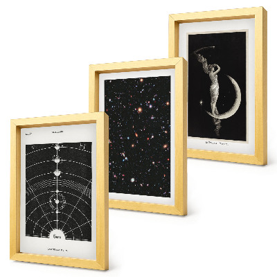 Lot de 3 tableaux Figure nocturne de galaxie du système solaire sur la lune
