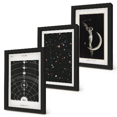 Lot de 3 tableaux Figure nocturne de galaxie du système solaire sur la lune