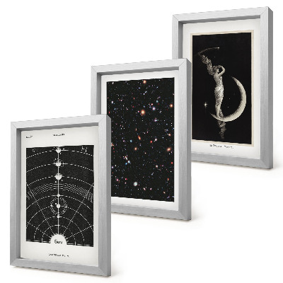 Lot de 3 tableaux Figure nocturne de galaxie du système solaire sur la lune