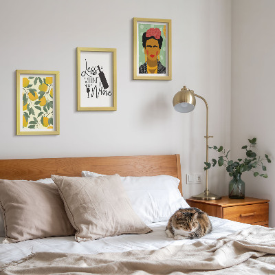Ensemble de 3 tableaux Slogan de Lemons sur le vin, portrait de Frida Kahlo