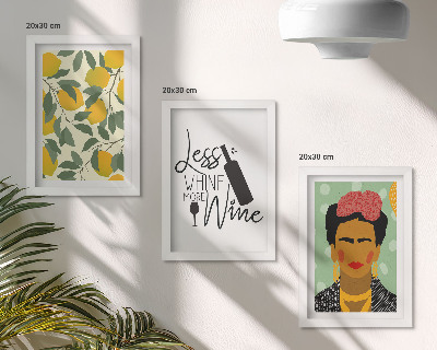 Ensemble de 3 tableaux Slogan de Lemons sur le vin, portrait de Frida Kahlo
