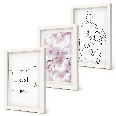 Lot de 3 tableaux Fleurs et famille dans un design minimaliste