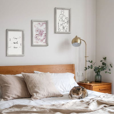 Lot de 3 tableaux Fleurs et famille dans un design minimaliste