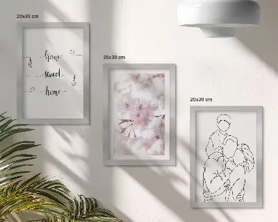 Lot de 3 tableaux fleurs et famille au design minimaliste