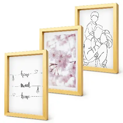 Lot de 3 tableaux fleurs et famille au design minimaliste
