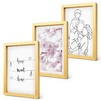 Lot de 3 tableaux Fleurs et famille dans un design minimaliste